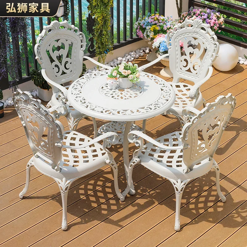 Outdoor cast aluminum balcony table and chair combination leisure outdoor garden open-air five-piece set courtyard cast aluminum