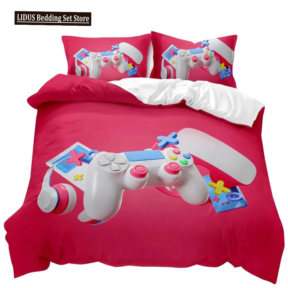 Gaming Duvet Cover Set Gamepad Headset Gaming Theme Bedding Set For Boy Teens Bedclothes Double Queen King Polyester Qulit Cover