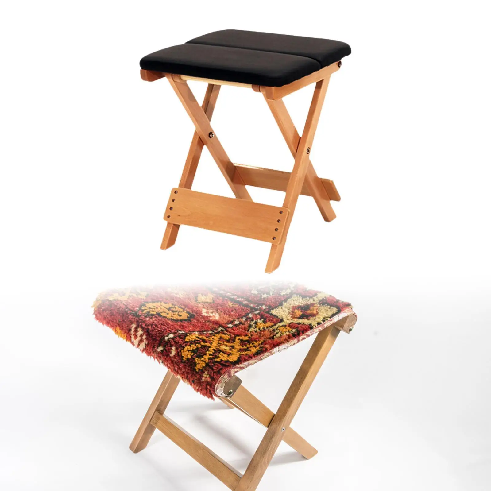 Foldable Stool Foot Stool Foldable Accessories Wooden Wood Folding Stool Footrest Stool for Household Bedroom Fishing Outdoor