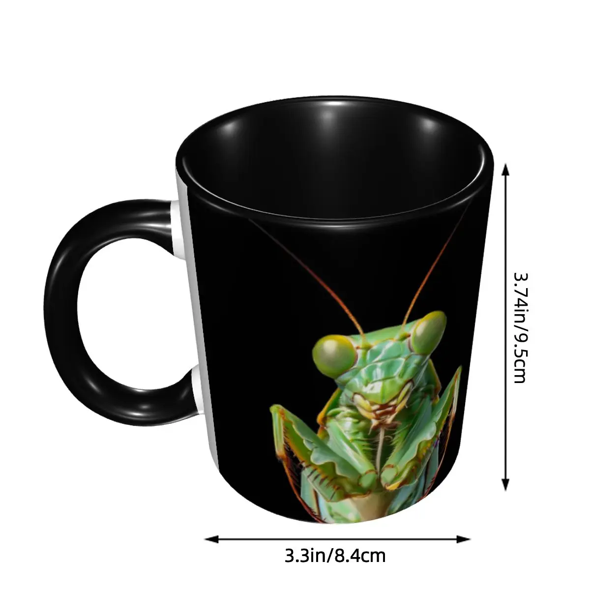 Green Praying Mantis, Eerie Insect Art Mug Funny Ceramic Coffee Cups Tea Mugs Milk Cup Drinkware Gifts for Woman Man