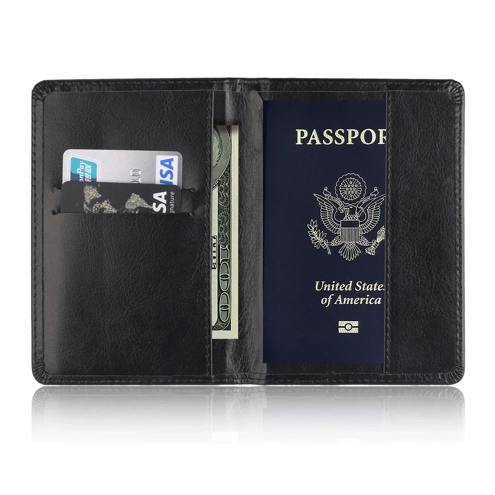 Unisex Simple PU Leather Travel Passport Holder Cover Case for Men Women Document Ticket Protective Multi-card Slot Storage Bag