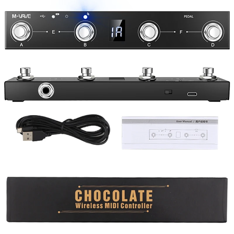 M-VAVE Chocolate MIDI Controller BT ricaricabile 4 pulsanti MIDI Controller Pedal APP Control con sistema di trasmissione Wireless