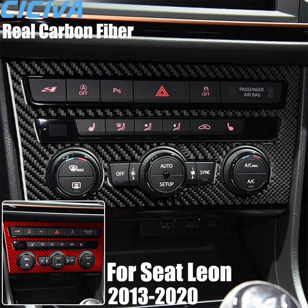 Echte Carbon-Faser Auto-Zubehör Klimaanlagen-Abdeckung Weicher Aufkleber für Seat Leon MK3 2013 2014 2015 2016 2017 2018 2019 2020