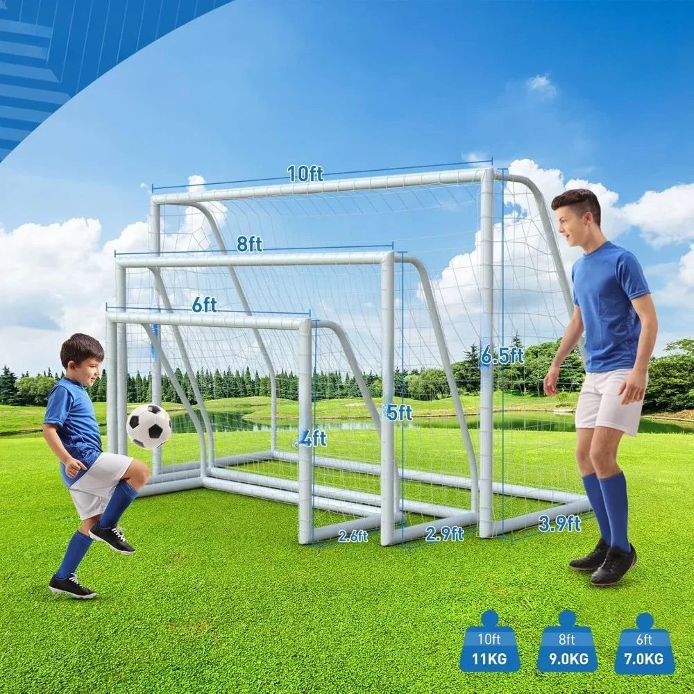 Soccer Goal Post Soccer Net for Backyard with Weatherproof UPVC Frame,Ground Stakes | Portable PVC Soccer Goal for All Ages