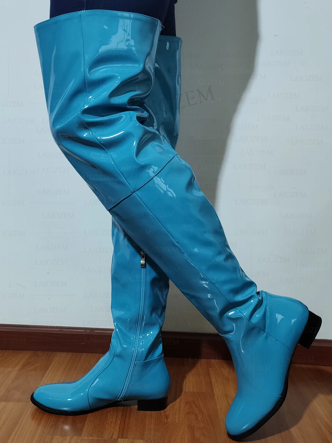 SEIIHEM Women Over Knee Boots Side Zip Round Toe Comfortable Tall Boots Shoes Woman Ladies Shoes Woman Big Size 42 43 47 50 52