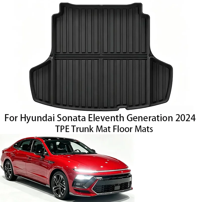 For Hyundai Sonata Eleventh Generation 2024 TPE Floor Mats Trunk Cargo Liner All Weather Waterproof Anti Slip Interior Protector