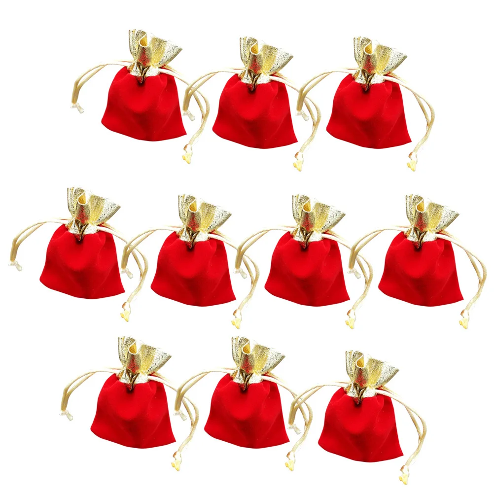 

10Pcs Jewelry Organizer Bags Gold Rim Red Drawstring Reusable Storage Pouches Party Wedding Favor Gifts Drawstring Jewelry Bags