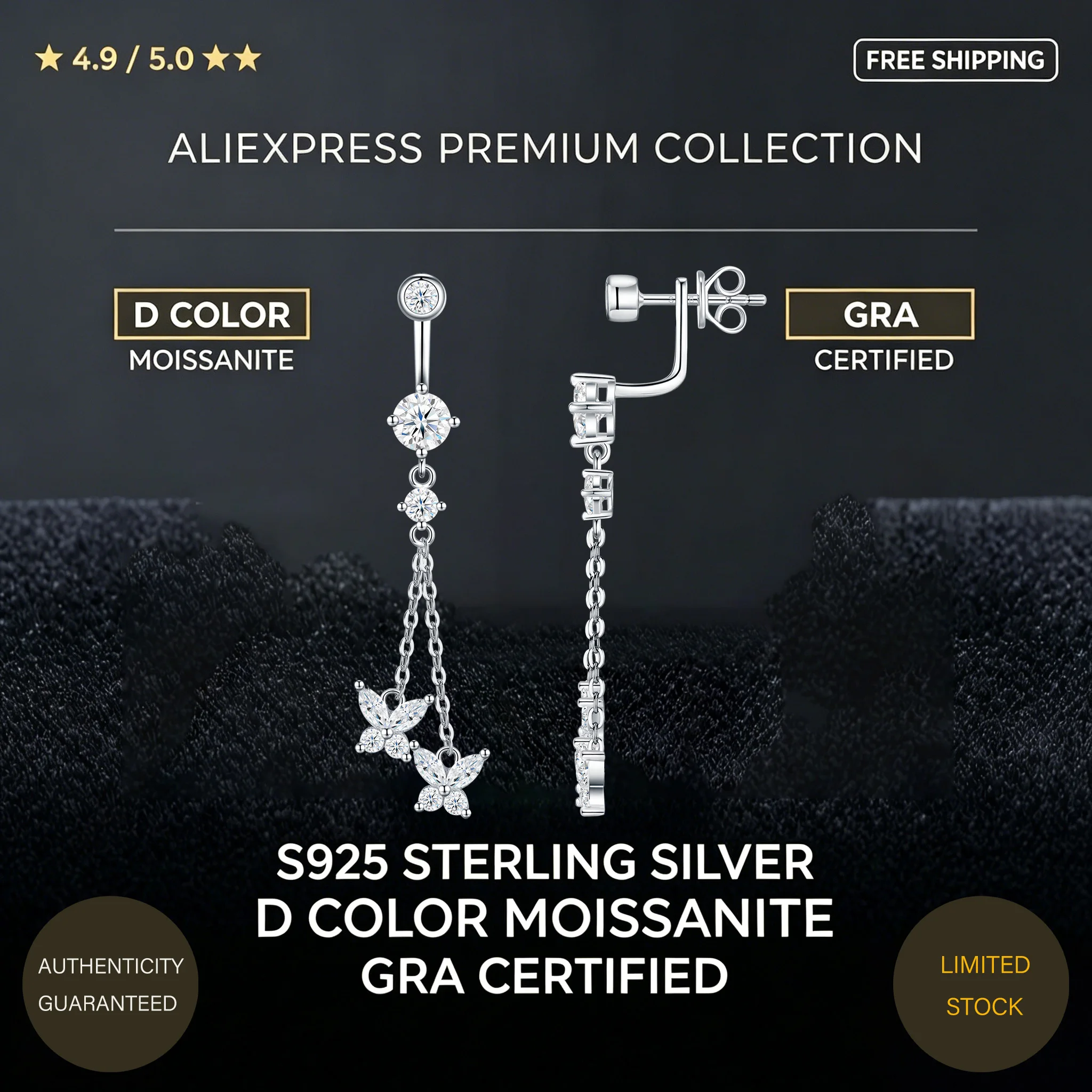 S925 Sterling Silver Moissanite Earrings Luxury Sparkling Studs Hypoallergenic Minimalist Jewelry Gift for Women Wedding Anniver