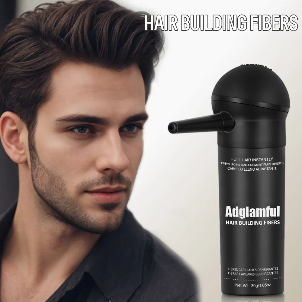 Adglamful Fiber Powder Kit 30g, Temporary Hair Thickening Solution, for Men & Women with Thinning Hair, Easy to Assemble & Use.