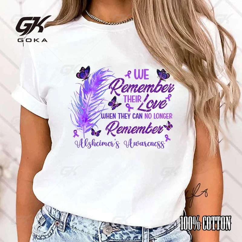 Fashion We Remember Their Love When They Can No Longer Remember Alzheimer'S Awareness Print T-Shirt