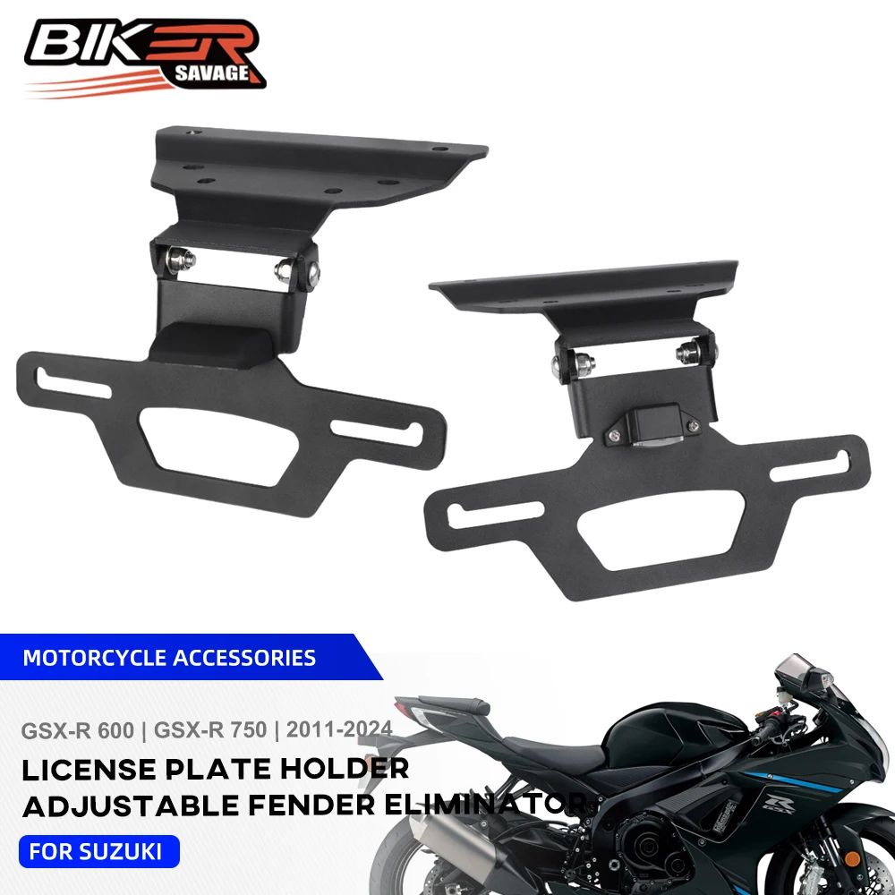 

GSX-R 600 Adjustable License Plate Holder For SUZUKI GSX-R 750 2011-2024 Fender Eliminator Rear Tail Frame LED Plate Light