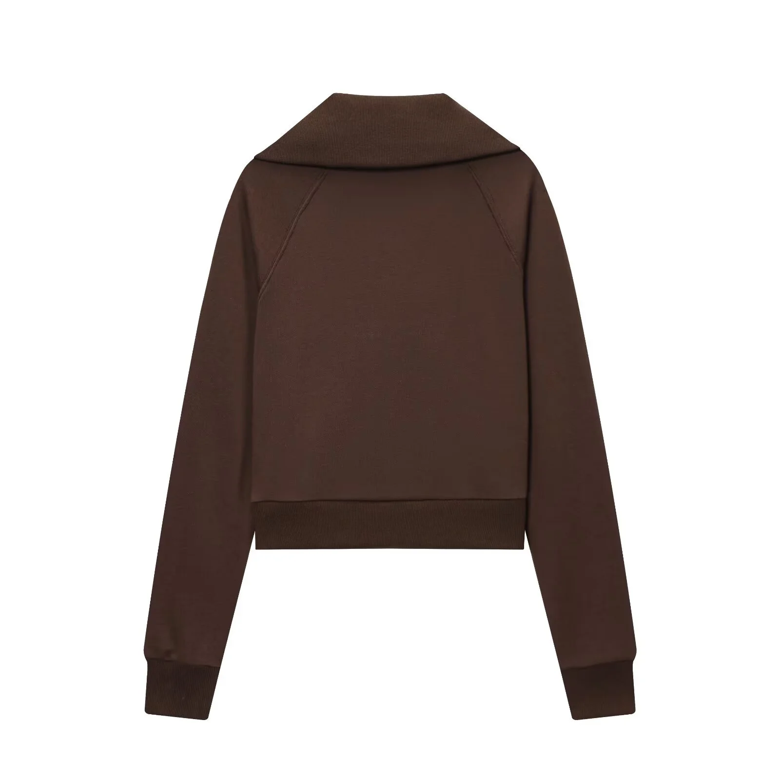 سترة صوفية نسائية جديدة لخريف 2025 ذات طية صدر السترة وأكمام طويلة وسحاب + بنطلون تيري واسع عالي الخصر