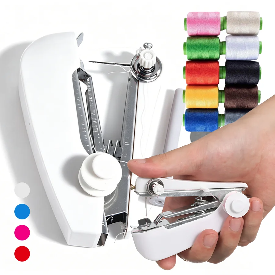 6/11-teiliges tragbares Mini-Nähmaschinen-Set mit Nähgarn, DIY-Werkzeug für Haushalt, Kleidung, dünne Stoffe, Schneider XJM