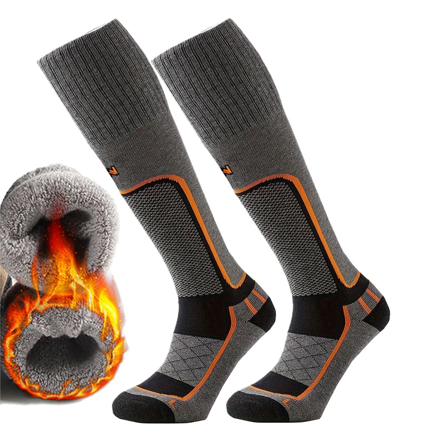 جوارب تزلج مضغوطة للجنسين، قبضة غير قابلة للانزلاق، معزولة حراريًا ومسامية ومضادة للصدمات مع قاعدة منشفة للرياضات الشتوية