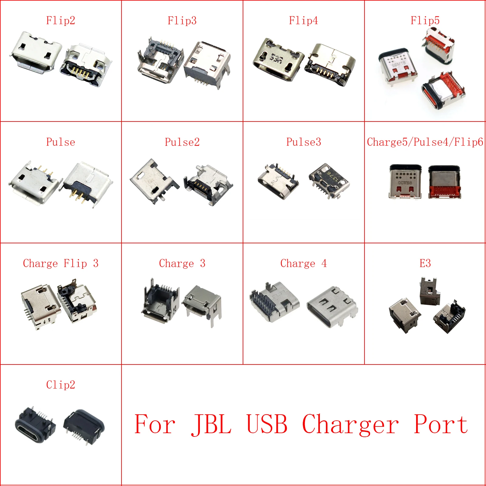 10pcs Micro USB Charging Connector For JBL Charge 5/Flip 6 5 4 3 Pulse 4 3/Extreme/Flip6 Clip 2 4 E3 Go Charger Socket Data Port