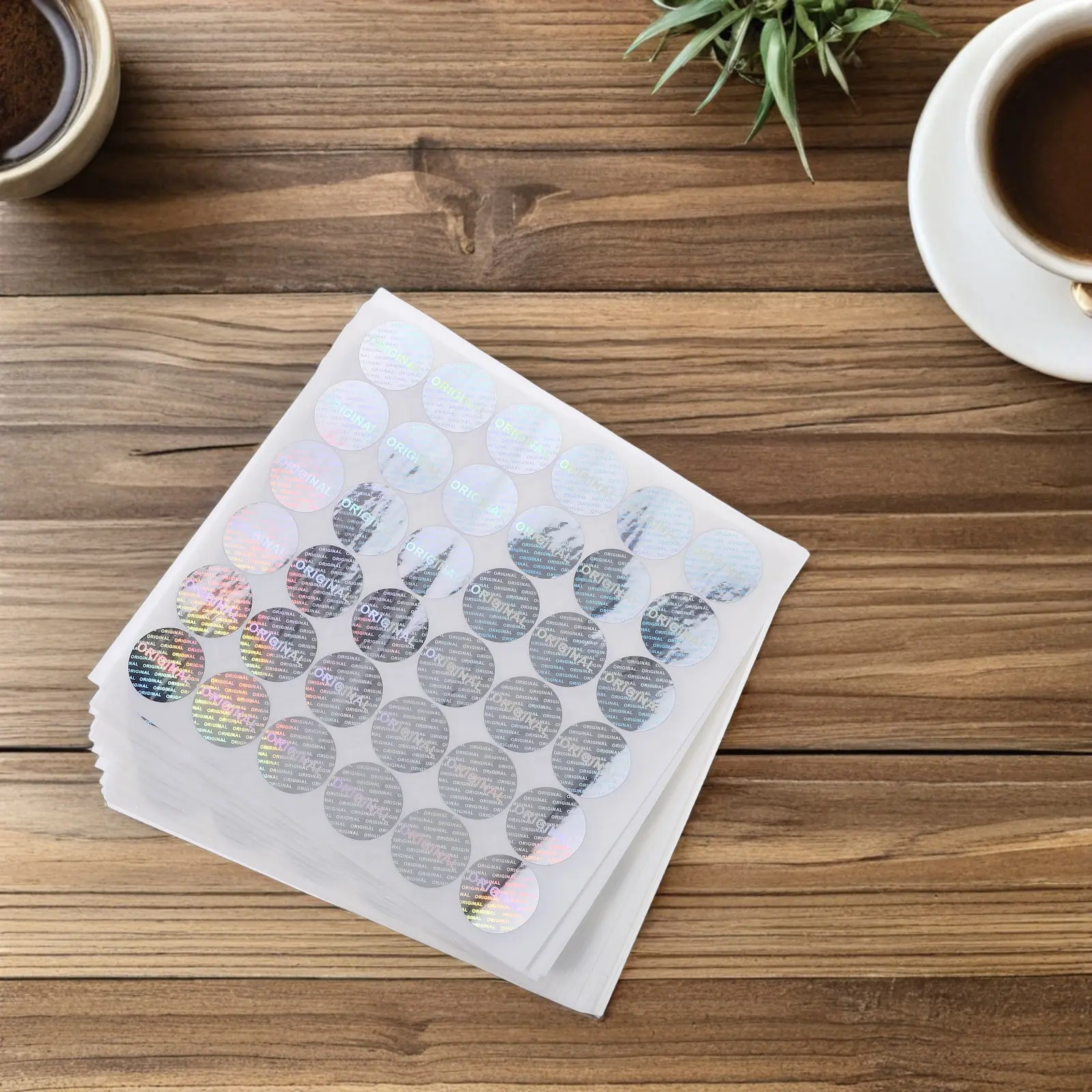 14Sheets Anti-Counterfeiting Holographic Stickers Self-Adhesive Tamper Evident Labels Retail Package Security Round Glitter