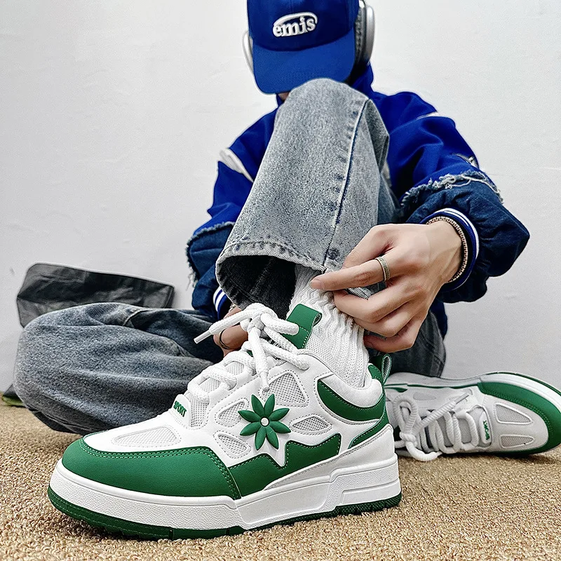 Men's Street Skateboard Shoes Mesh Breathable Casual Sneakers Fashion Training Tenis Masculino
