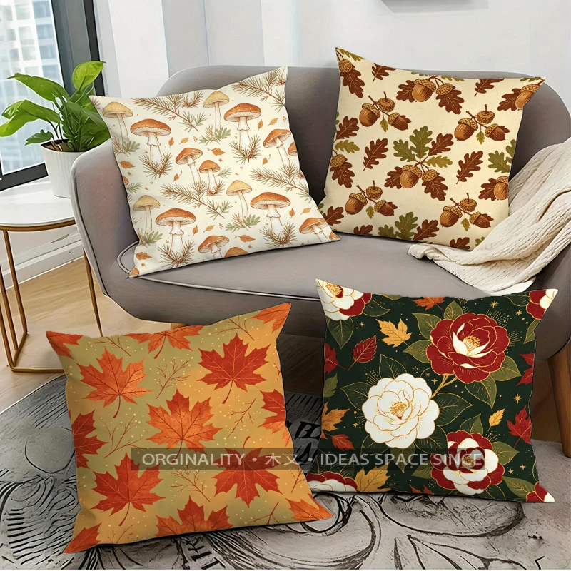 Fall Forest Themed Pillow Covers Pattern Cushion Cover Suitable for Sofa Bedroom Car Pillow Cover