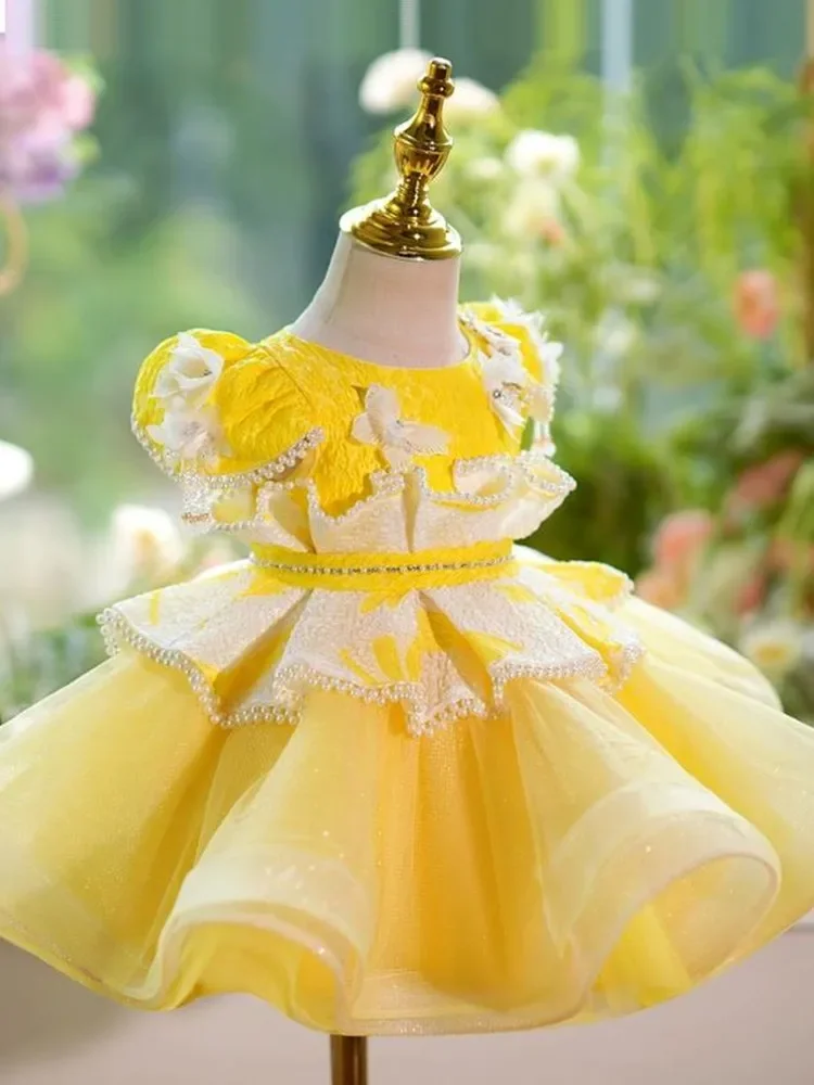 High-End Children\'s Evening Gown Host Piano Performance Wedding Birthday Girls Party Dresses A4183 Vestidos Bridesmaid Dresses