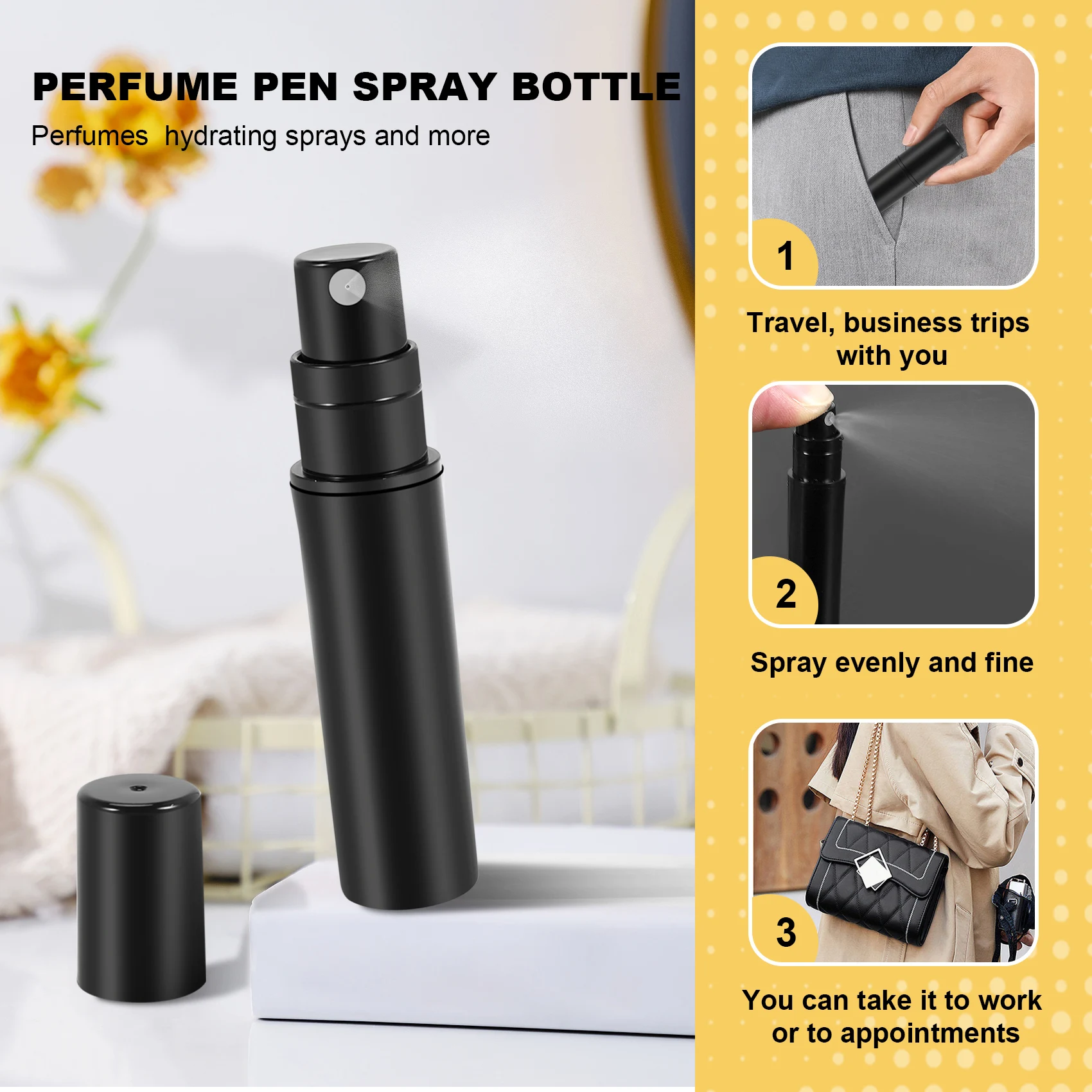 AEE6-100Pcs / Lot 2Ml Black Plastic Perfume Spray Bottle Sample Spray Sprayer Atomizer Perfume Bottle