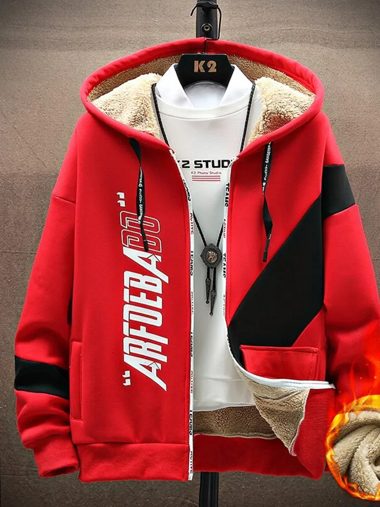 2024 Winter New Fashion Trend Sports Plus Fleece Thick Warm Coat Men\'s Casual Loose Comfortable Large Size High Quality Jacket