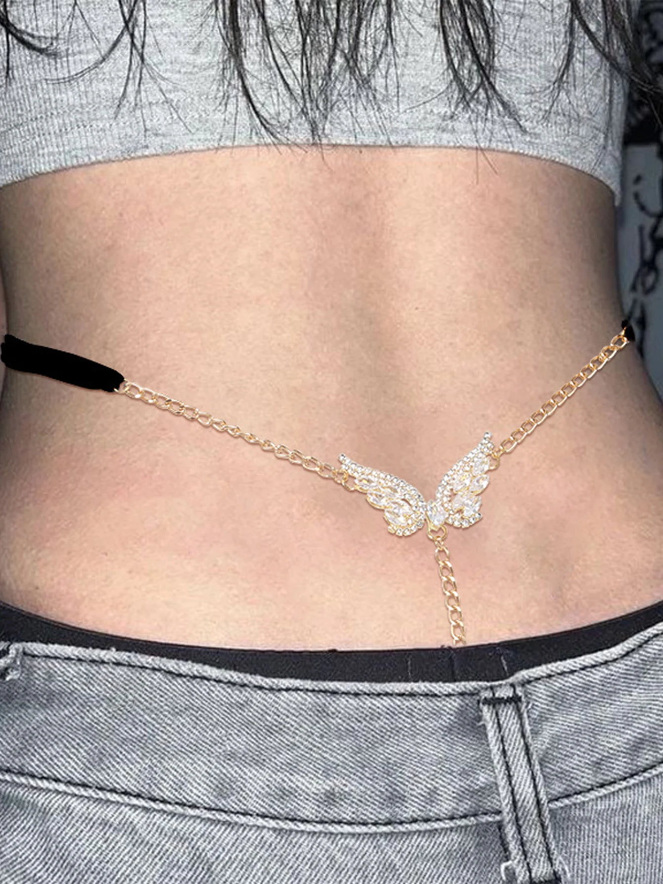 Sexy Wings Rhinestone Briefs Beach Bikini Thong Thin Strap Body Chain Fashion Sexy Jewelry