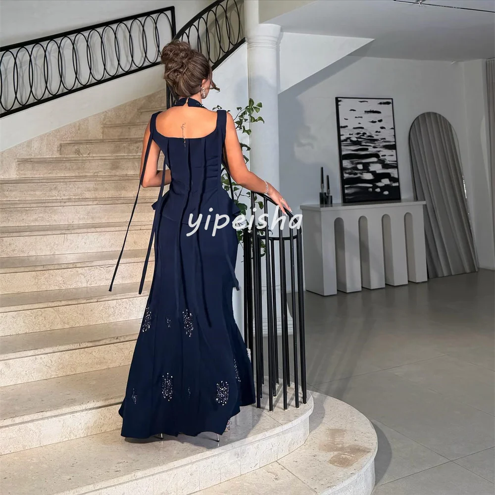 맞춤형 섹시 패션 저지 비딩 스팽글 인어형 하이 칼라 미디 드레스 맞춤형 행사 드레스 정교한 고품질