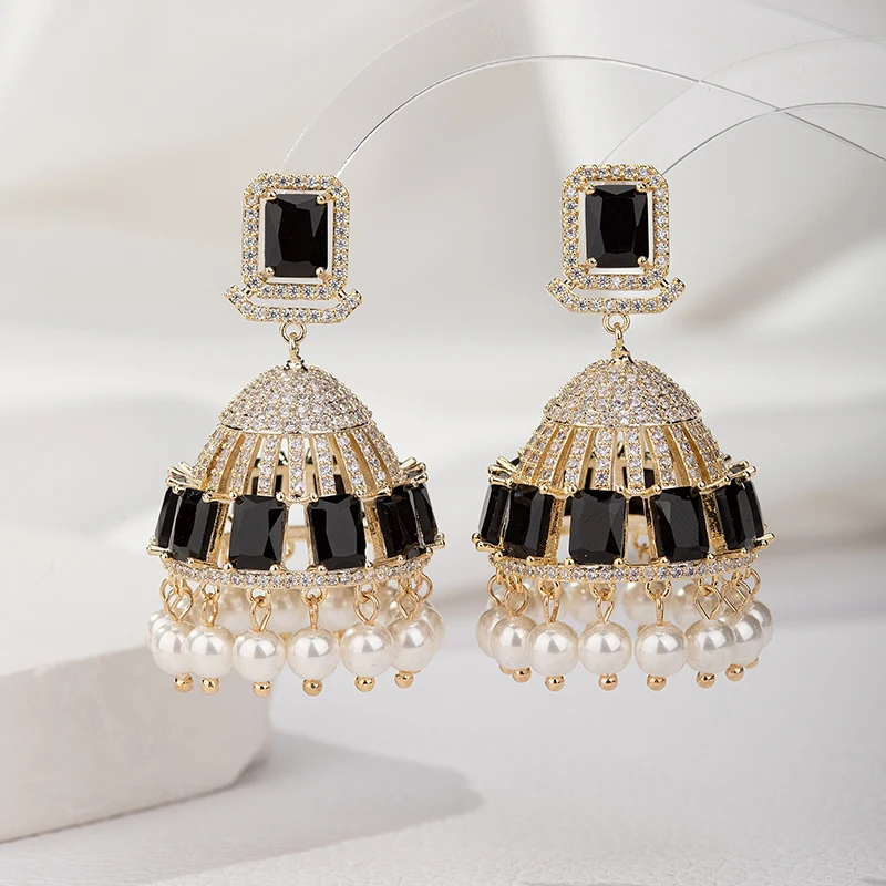 

SENYU Brand Design Cubic Zirconia Big Bell Drop Earring Luxury Dubai Women Wedding Banquet Jewelry