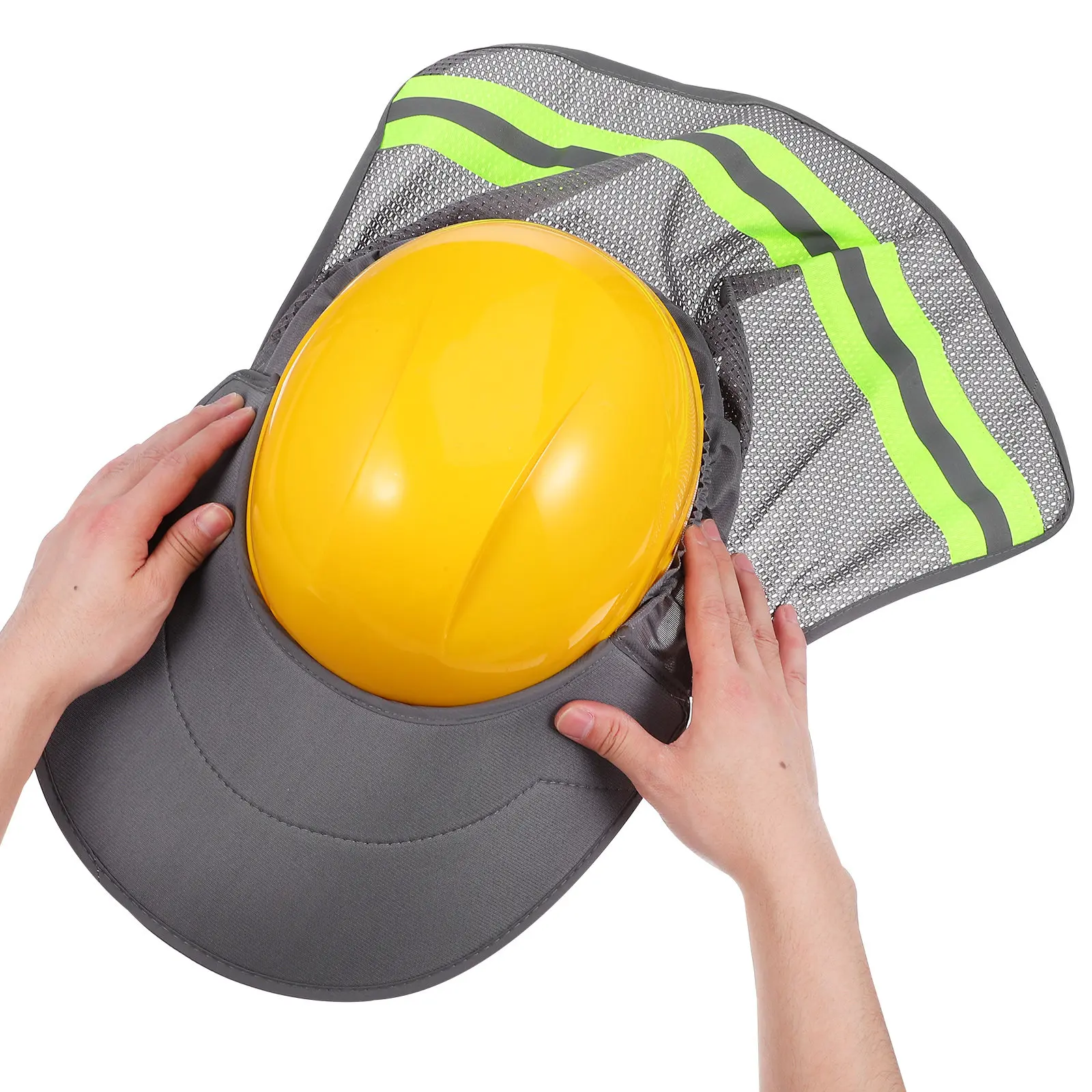 

Safety Sunshade Wide Brim Extendable Curtain Breathable Mesh Face Neck Ear Protection Hard Hat Visor Outdoor Labor