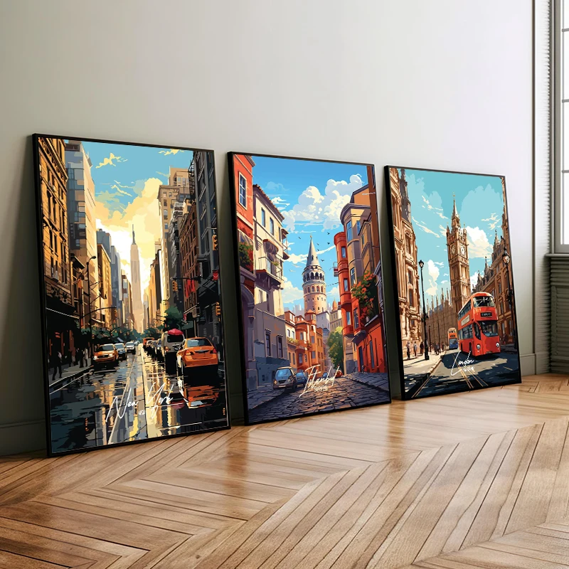 Spain Travel City Poster Paris Italy Canaria Greece Turkey France Wall Art Canvas Painting Picture for Living Room Home Decor