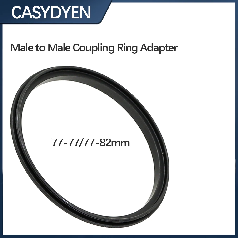 Male To Male Coupling Ring Adapter For Lens Filter 77-77/77-82mm Male To Male Aluminum Alloy Metal Ring Adapter