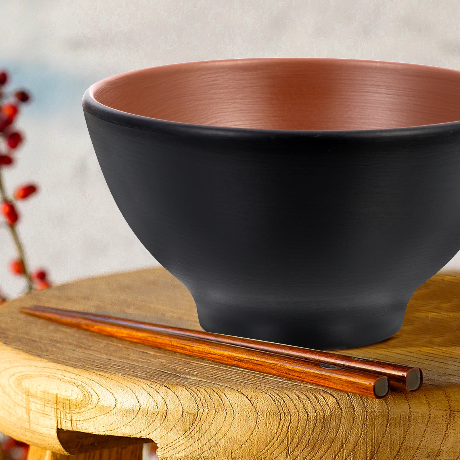 

Anti-Terracotta Bowl Retro Style Round Soup Ramen Noodle Serving Bowl For Home Restaurant Hotel Kitchen Storage Container