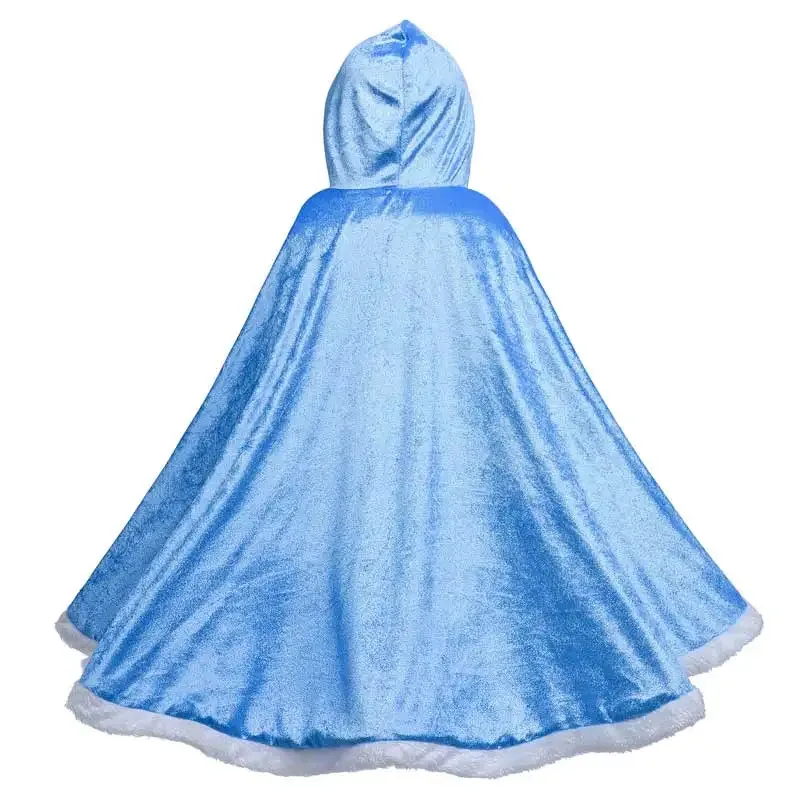 dd54Girls Cinderella Coat Frozen Snow Queen Elsa Cloak Mantle Princess Cosplay Dress Girl Aurora Rapunzel Cape