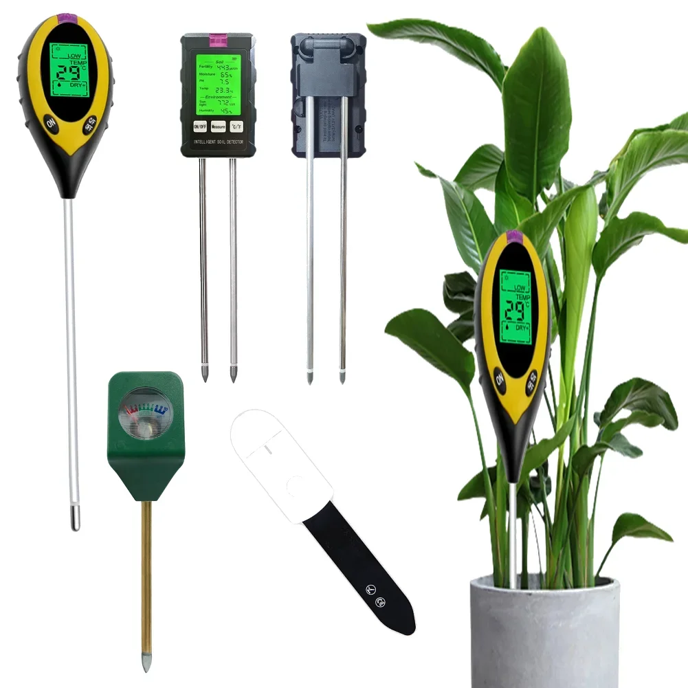 Soil pH Tester PH Light Moisture Acidity Tester Soil Tester Moisture Meter Plant Soil Humidity Temp Tester Kit for Flowers