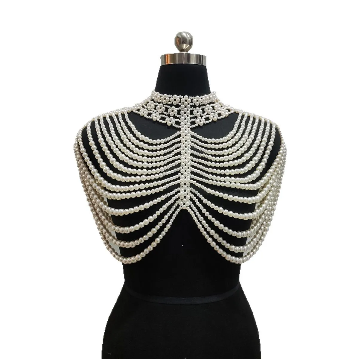 European And American Socialite Style Heavy Industry Mesh Bead Waist Chain Hand Woven Imitation Pearl Tassel Body Chain