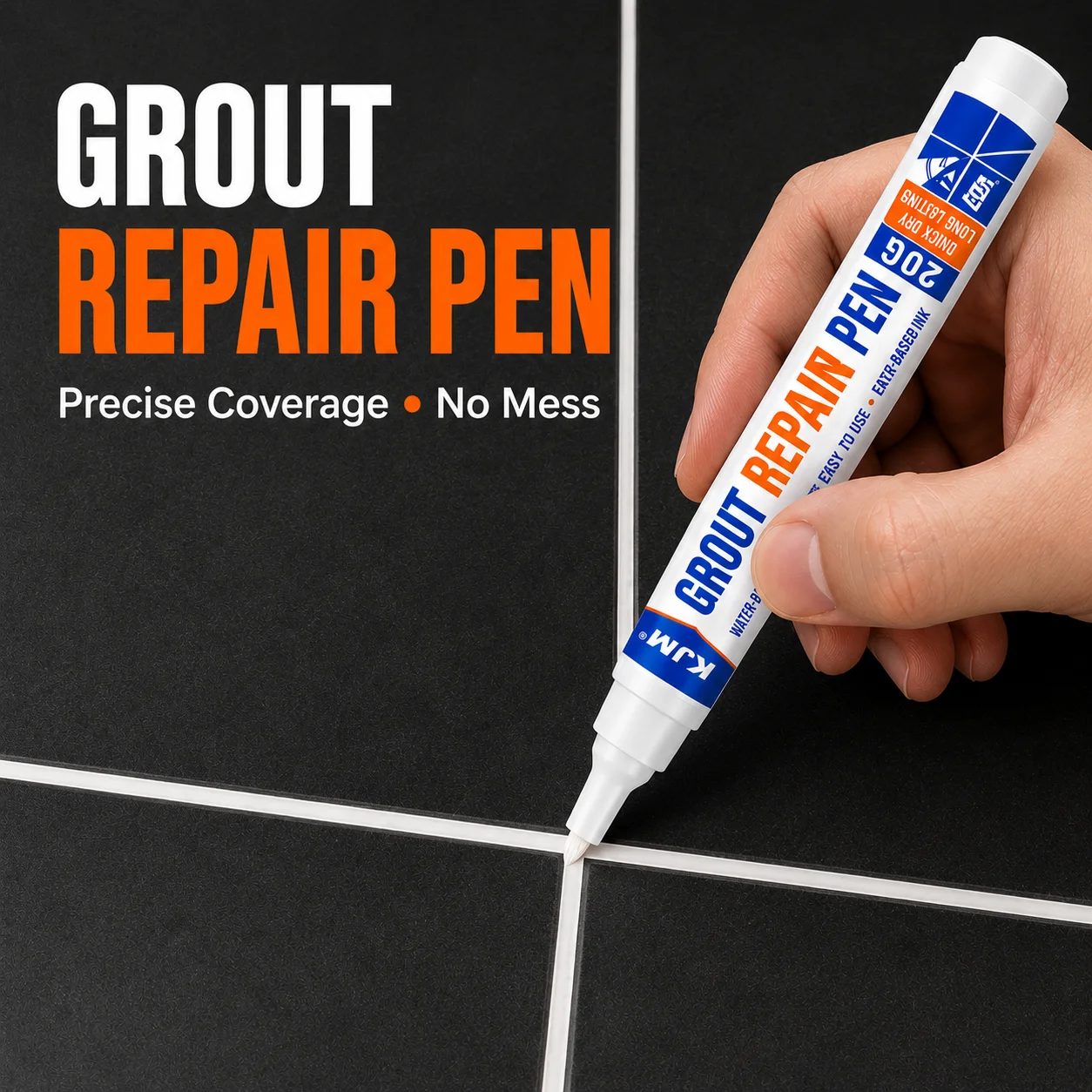 Tile Grout Repair Pen 20G Waterproof Quick Drying Anti Mould Grout Restorer for Kitchen Bathroom Floor and Wall Tiles
