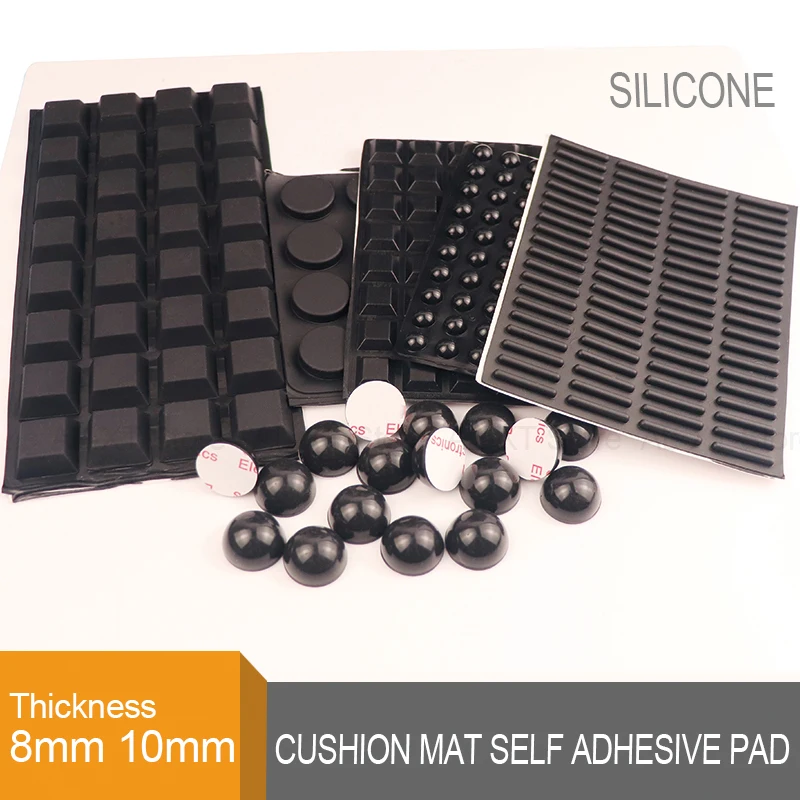 8Pcs Anti Collision Rubber Particle Pad Laptop Keyboard Anti Slip Pad Furniture/instrument Foot Pad Shock-Absorbing Black/clear