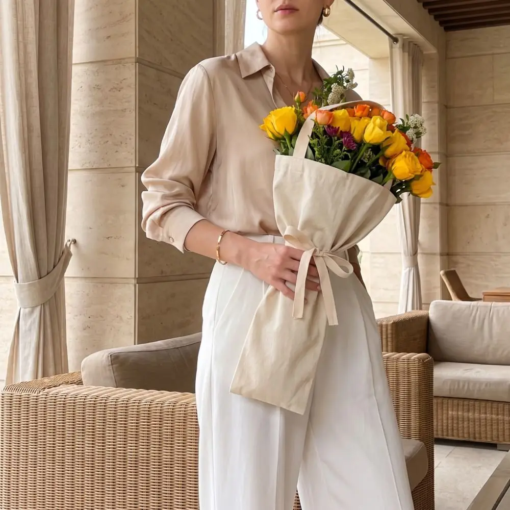 Thickened Flower Wrapping Bag with Handle Hanging Bouquet Packaging Bags Handmade Portable Flower Carrying Bag Home Decoration