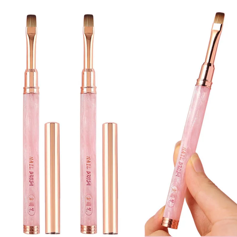 1/3 pièces rose poignée ronde Gel peinture brosse ongles pour Gel pointe Extension acrylique constructeur accessoire Nail Art pinceaux Gel ongles brosse