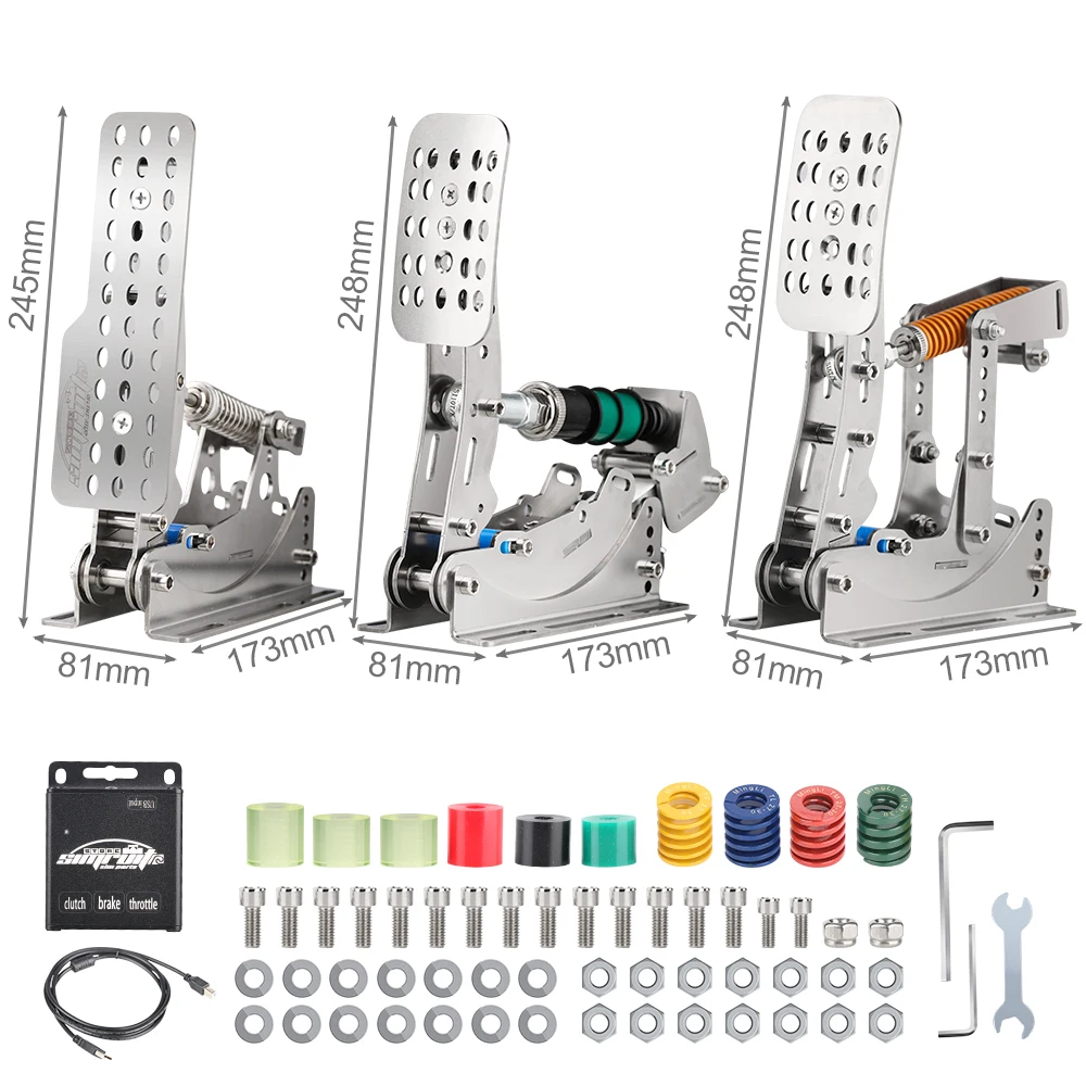 SimRuito Sim Racing LoadCell Pedals 3mm stainless steel Racing Simulator Cockpit Pedals For Pc Game Gear pedal for wheel