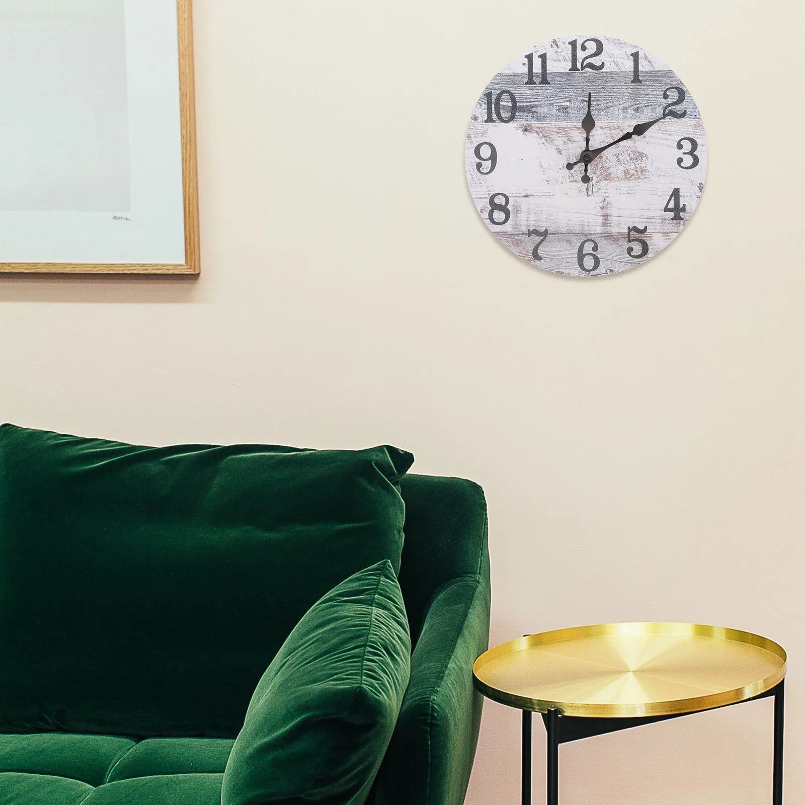 Round Wooden Wall Clock Quiet Non-Ticking Movement Decorative Home Living Room Bedroom Cafe Bar Hotel Rustic Vintage Hanging