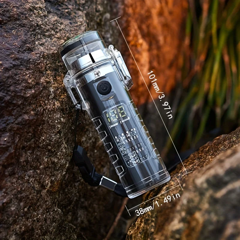 2024 New Equipped With A Compass Style Double Arc Charging Lighter, Waterproof Three Gear Lighting For Outdoor Travel,