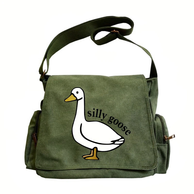 

Игривая женская сумка-мессенджер из холста с принтом «Глупый гусь», вместительная сумка через плечо, дорожная сумка для ноутбука для мужчин