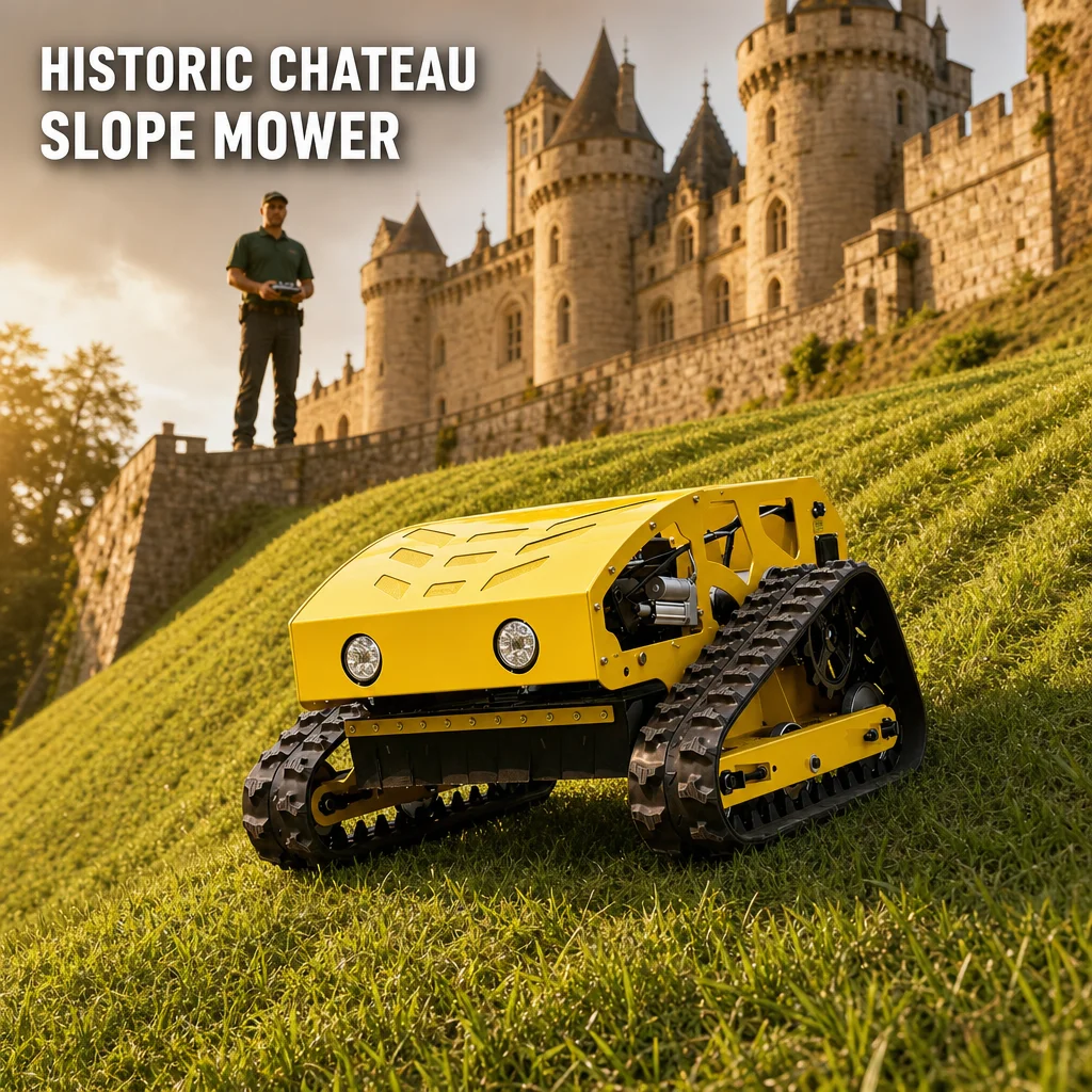 Cost Saving Intelligent Tracked Lawn Mower RC Crawler Grass Mower Easy Operation For Hillside Vineyard Grass Removal