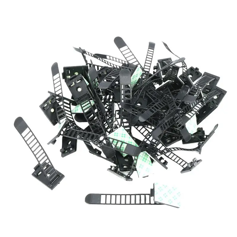 ABKJ-250Pcs 2 Sizes Adjustable Self-Adhesive Nylon Cable Straps Cable Ties Cord Clamp For Wire Management, Large And Small