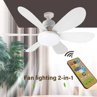 20.5in Ceiling Fan Light with Remote 40W Socket Fan with LED E27 Cordless Screw Electric Fan for Kitchen Bedroom, Small Rooms