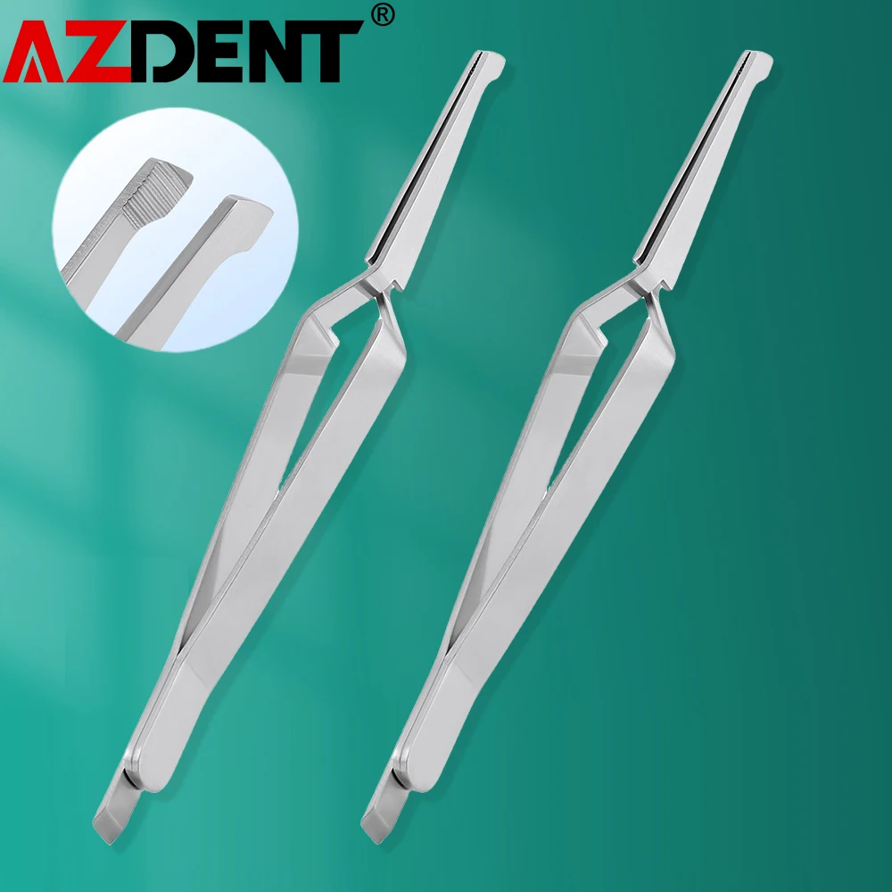 AZDENT Dental Bracket Tweezers 2Pcs Orthodontic Reverse Action Serrated Dentistry Instruments Tweezers Piler for Teeth Care