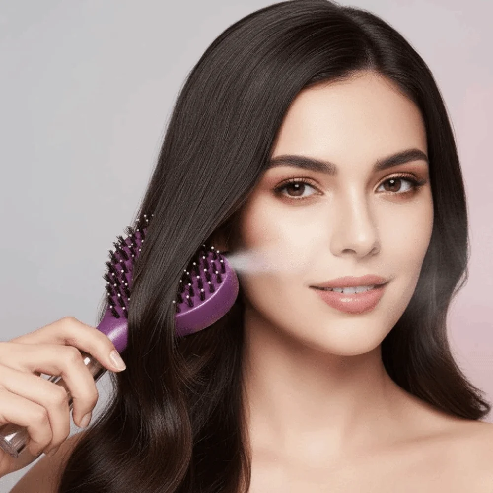 Hollow-out Heart Spray Brush Portable Ergonomic Mist Hair Comb Anti-static Durable Bristle Massager Comb for 3.7V/400mAh