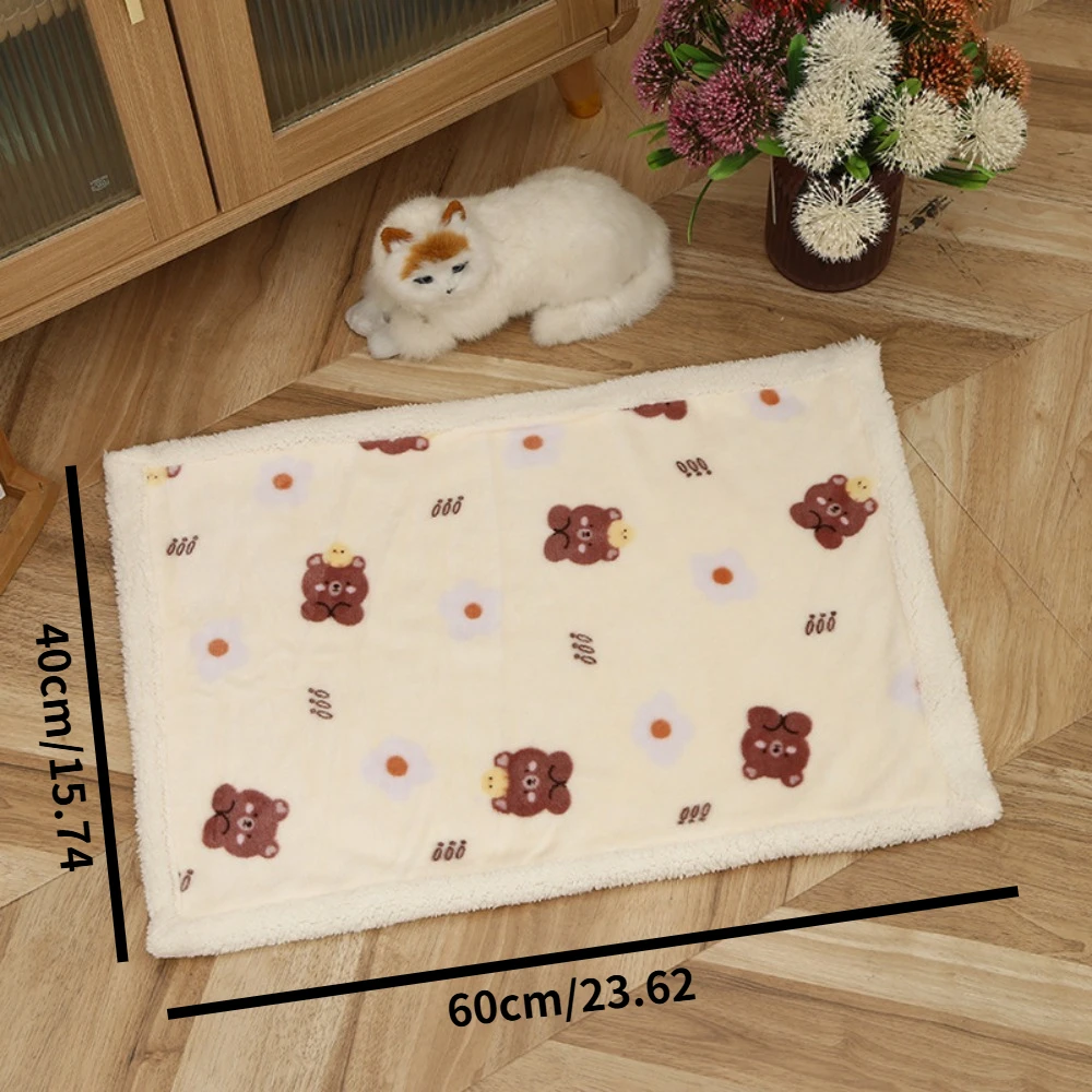 Double-layer thickened pet blanket with cartoon prints multifunctional nap blanket for autumn and winter warm all-season blanket - Image 3