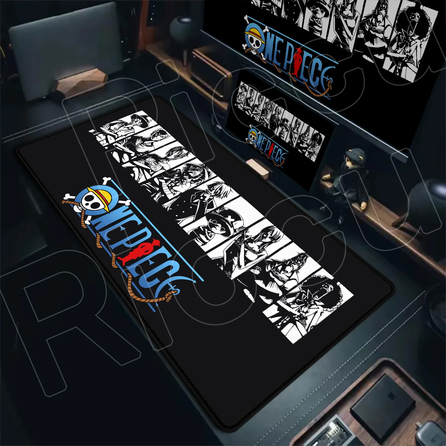 

Anime Black Office Long Deskmat XXL Gamer Speed Keyboard Rugs O-One PieceS Cool Rubber Non-slip Mousepad Student Writing Cushion